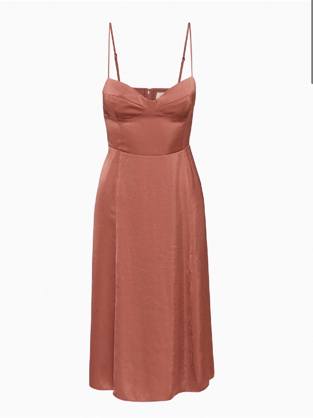 Aritzia Glaze Satin Mocha Sorbet Midi Slip Dress